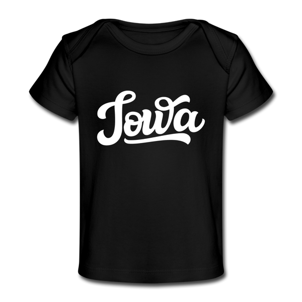 Iowa Baby T-Shirt - Organic Hand Lettered Iowa Infant T-Shirt - black