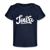 Iowa Baby T-Shirt - Organic Hand Lettered Iowa Infant T-Shirt - dark navy