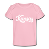 Kansas Baby T-Shirt - Organic Hand Lettered Kansas Infant T-Shirt - light pink