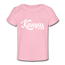 Kansas Baby T-Shirt - Organic Hand Lettered Kansas Infant T-Shirt - light pink