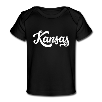 Kansas Baby T-Shirt - Organic Hand Lettered Kansas Infant T-Shirt - black