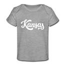 Kansas Baby T-Shirt - Organic Hand Lettered Kansas Infant T-Shirt - heather gray