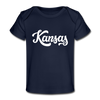Kansas Baby T-Shirt - Organic Hand Lettered Kansas Infant T-Shirt - dark navy