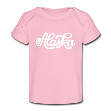 Alaska Baby T-Shirt - Organic Hand Lettered Alaska Infant T-Shirt - light pink