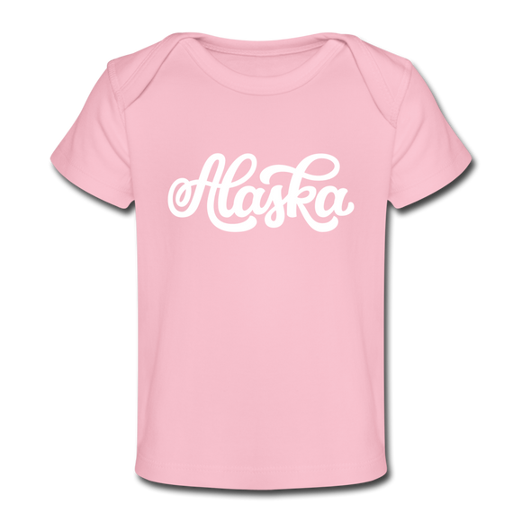 Alaska Baby T-Shirt - Organic Hand Lettered Alaska Infant T-Shirt - light pink