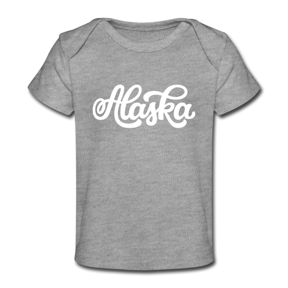 Alaska Baby T-Shirt - Organic Hand Lettered Alaska Infant T-Shirt - heather gray