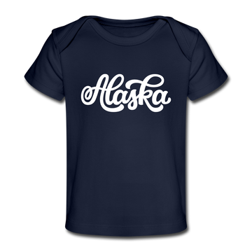 Alaska Baby T-Shirt - Organic Hand Lettered Alaska Infant T-Shirt - dark navy
