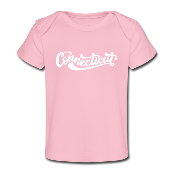 Connecticut Baby T-Shirt - Organic Hand Lettered Connecticut Infant T-Shirt - light pink