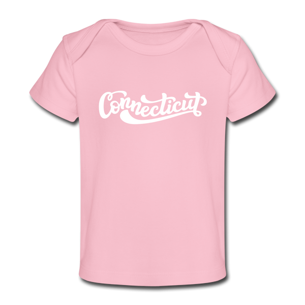 Connecticut Baby T-Shirt - Organic Hand Lettered Connecticut Infant T-Shirt - light pink