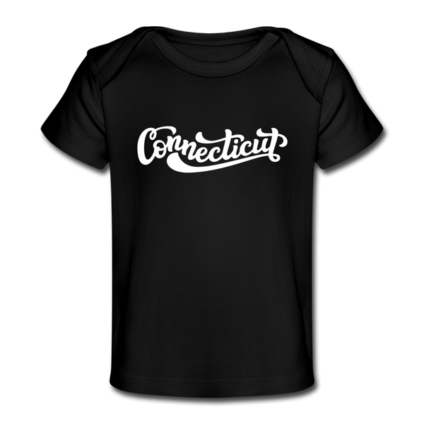Connecticut Baby T-Shirt - Organic Hand Lettered Connecticut Infant T-Shirt - black