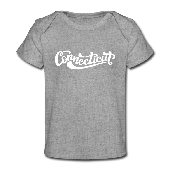 Connecticut Baby T-Shirt - Organic Hand Lettered Connecticut Infant T-Shirt - heather gray