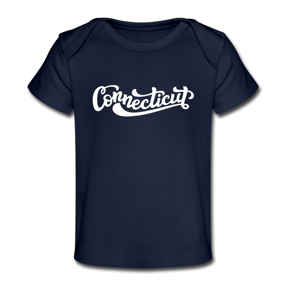 Connecticut Baby T-Shirt - Organic Hand Lettered Connecticut Infant T-Shirt - dark navy