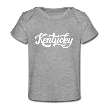 Kentucky Baby T-Shirt - Organic Hand Lettered Kentucky Infant T-Shirt - heather gray