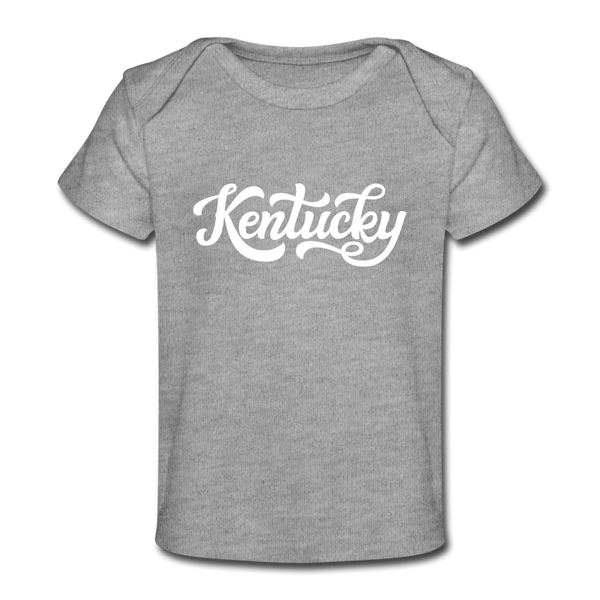 Kentucky Baby T-Shirt - Organic Hand Lettered Kentucky Infant T-Shirt - heather gray