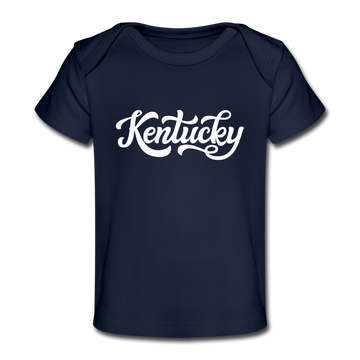 Kentucky Baby T-Shirt - Organic Hand Lettered Kentucky Infant T-Shirt - dark navy