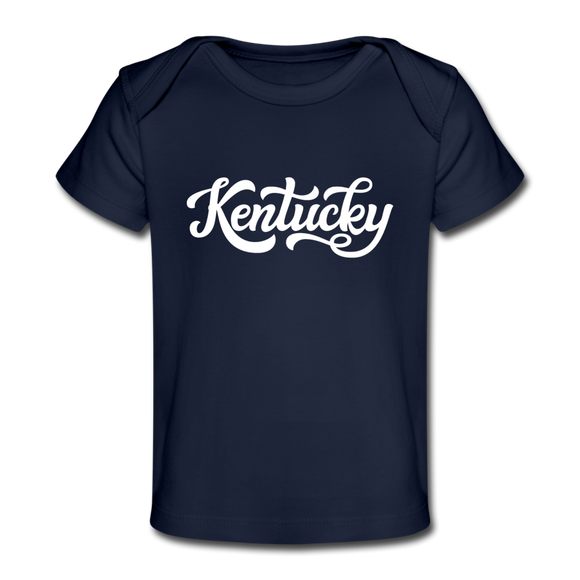 Kentucky Baby T-Shirt - Organic Hand Lettered Kentucky Infant T-Shirt - dark navy