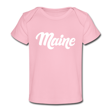 Maine Baby T-Shirt - Organic Hand Lettered Maine Infant T-Shirt - light pink