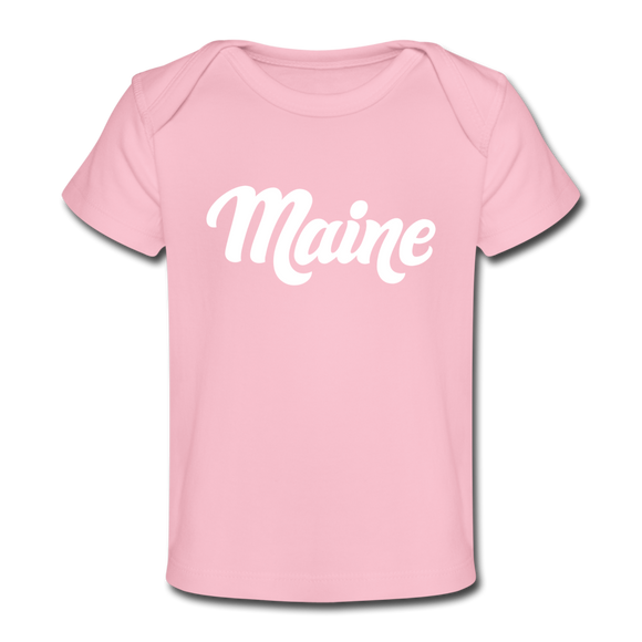 Maine Baby T-Shirt - Organic Hand Lettered Maine Infant T-Shirt - light pink