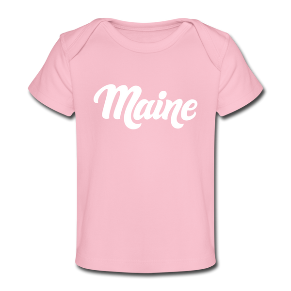 Maine Baby T-Shirt - Organic Hand Lettered Maine Infant T-Shirt - light pink