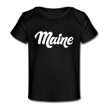 Maine Baby T-Shirt - Organic Hand Lettered Maine Infant T-Shirt - black