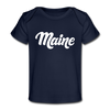 Maine Baby T-Shirt - Organic Hand Lettered Maine Infant T-Shirt - dark navy