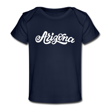 Arizona Baby T-Shirt - Organic Hand Lettered Arizona Infant T-Shirt - dark navy