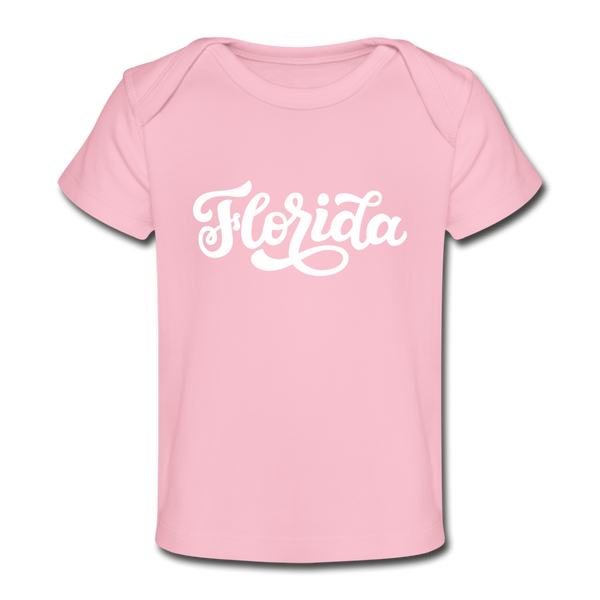 Florida Baby T-Shirt - Organic Hand Lettered Florida Infant T-Shirt - light pink