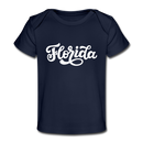 Florida Baby T-Shirt - Organic Hand Lettered Florida Infant T-Shirt - dark navy