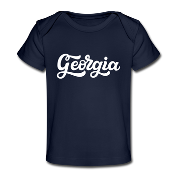 Georgia Baby T-Shirt - Organic Hand Lettered Georgia Infant T-Shirt - dark navy