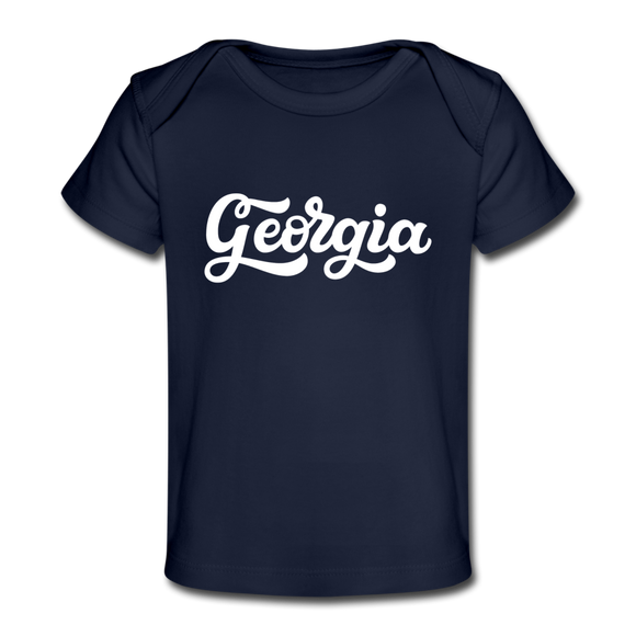 Georgia Baby T-Shirt - Organic Hand Lettered Georgia Infant T-Shirt - dark navy