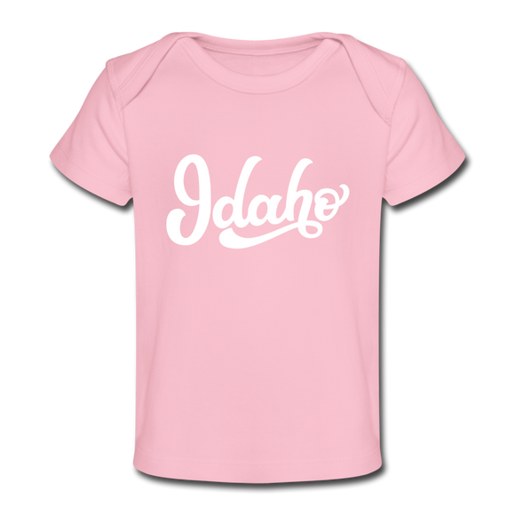 Idaho Baby T-Shirt - Organic Hand Lettered Idaho Infant T-Shirt - light pink