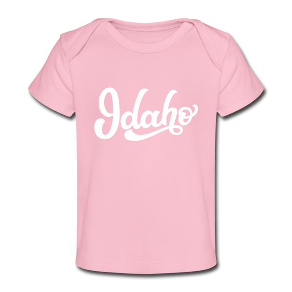 Idaho Baby T-Shirt - Organic Hand Lettered Idaho Infant T-Shirt - light pink