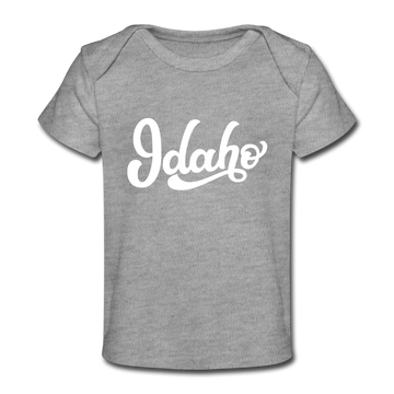Idaho Baby T-Shirt - Organic Hand Lettered Idaho Infant T-Shirt - heather gray