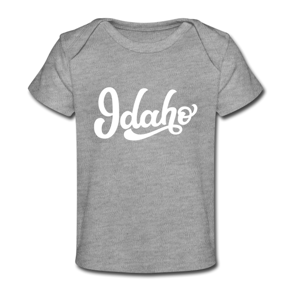Idaho Baby T-Shirt - Organic Hand Lettered Idaho Infant T-Shirt - heather gray