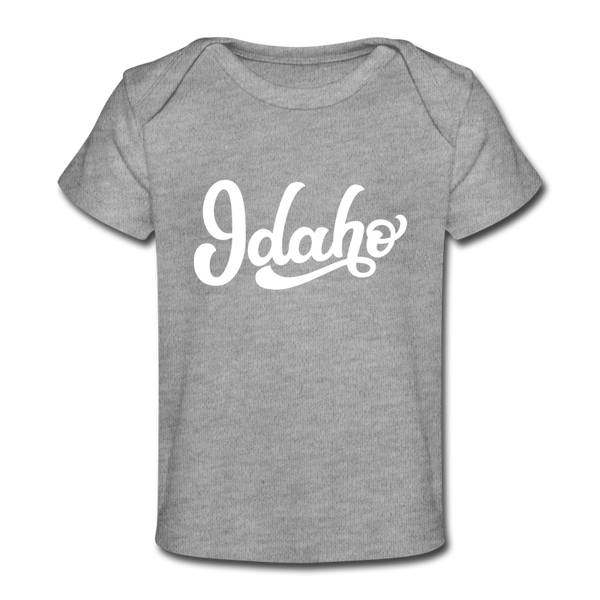 Idaho Baby T-Shirt - Organic Hand Lettered Idaho Infant T-Shirt - heather gray