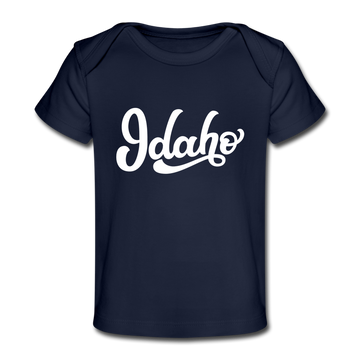 Idaho Baby T-Shirt - Organic Hand Lettered Idaho Infant T-Shirt - dark navy