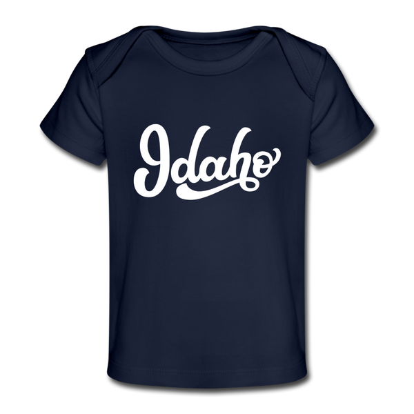 Idaho Baby T-Shirt - Organic Hand Lettered Idaho Infant T-Shirt - dark navy