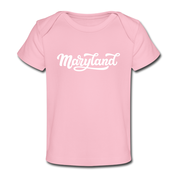 Maryland Baby T-Shirt - Organic Hand Lettered Maryland Infant T-Shirt - light pink