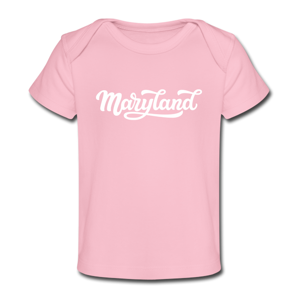 Maryland Baby T-Shirt - Organic Hand Lettered Maryland Infant T-Shirt - light pink