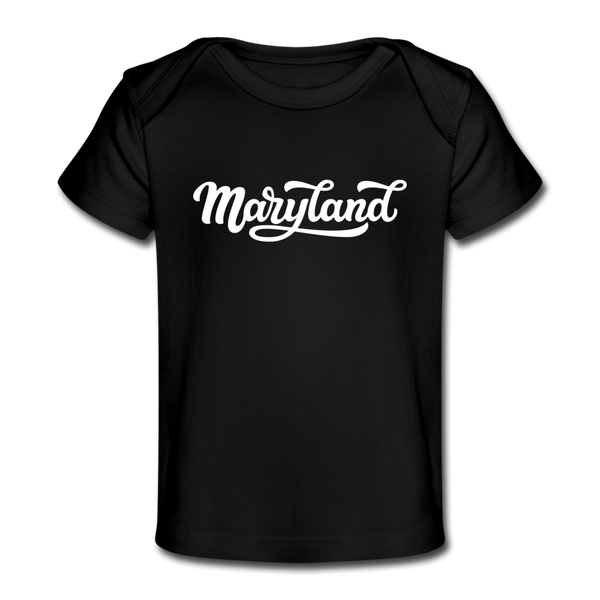 Maryland Baby T-Shirt - Organic Hand Lettered Maryland Infant T-Shirt - black