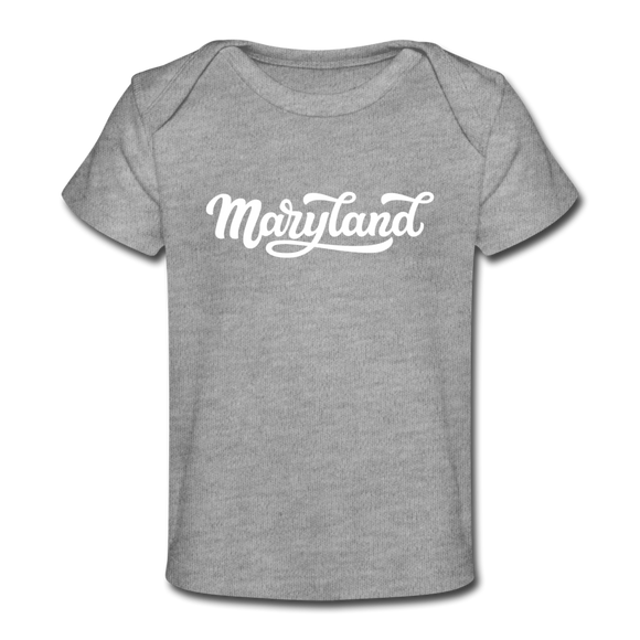 Maryland Baby T-Shirt - Organic Hand Lettered Maryland Infant T-Shirt - heather gray