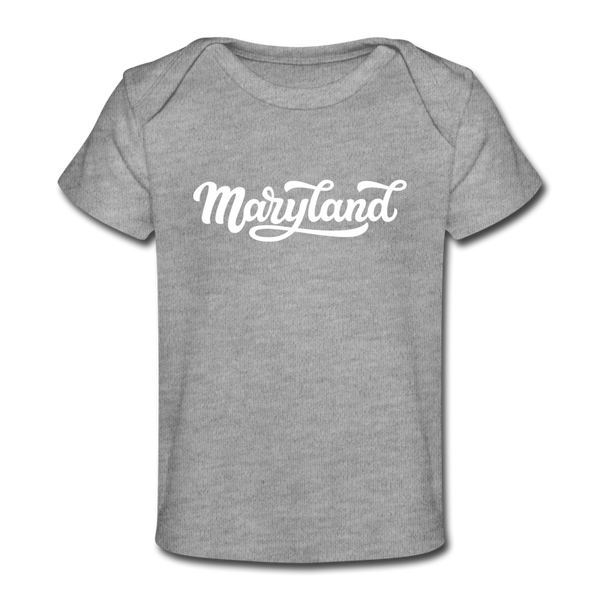 Maryland Baby T-Shirt - Organic Hand Lettered Maryland Infant T-Shirt - heather gray