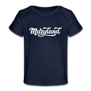 Maryland Baby T-Shirt - Organic Hand Lettered Maryland Infant T-Shirt - dark navy
