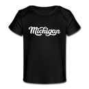 Michigan Baby T-Shirt - Organic Hand Lettered Michigan Infant T-Shirt - black