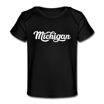 Michigan Baby T-Shirt - Organic Hand Lettered Michigan Infant T-Shirt - black