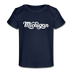 Michigan Baby T-Shirt - Organic Hand Lettered Michigan Infant T-Shirt - dark navy