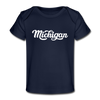 Michigan Baby T-Shirt - Organic Hand Lettered Michigan Infant T-Shirt - dark navy