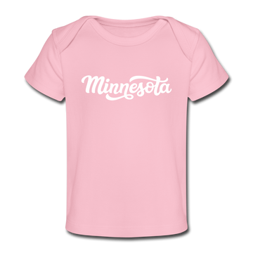 Minnesota Baby T-Shirt - Organic Hand Lettered Minnesota Infant T-Shirt - light pink