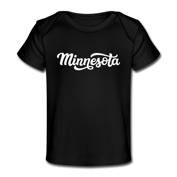 Minnesota Baby T-Shirt - Organic Hand Lettered Minnesota Infant T-Shirt - black