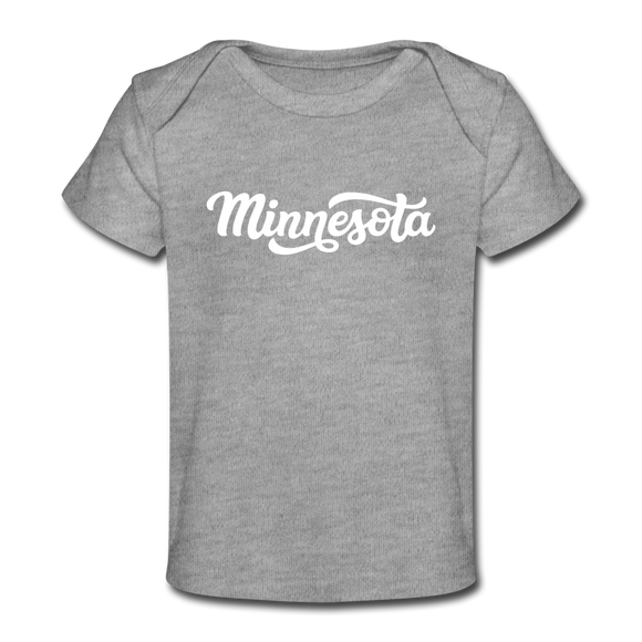 Minnesota Baby T-Shirt - Organic Hand Lettered Minnesota Infant T-Shirt - heather gray